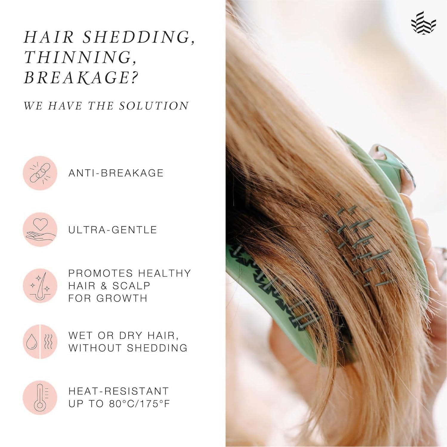 Manta Original Anti-Breakage Hairbrush – Gentle Detangling Brush for Wet & Dry Hair, Flexible Hairbrush for All Types, Healthy Hair Care for Women & Men, Blush Pink