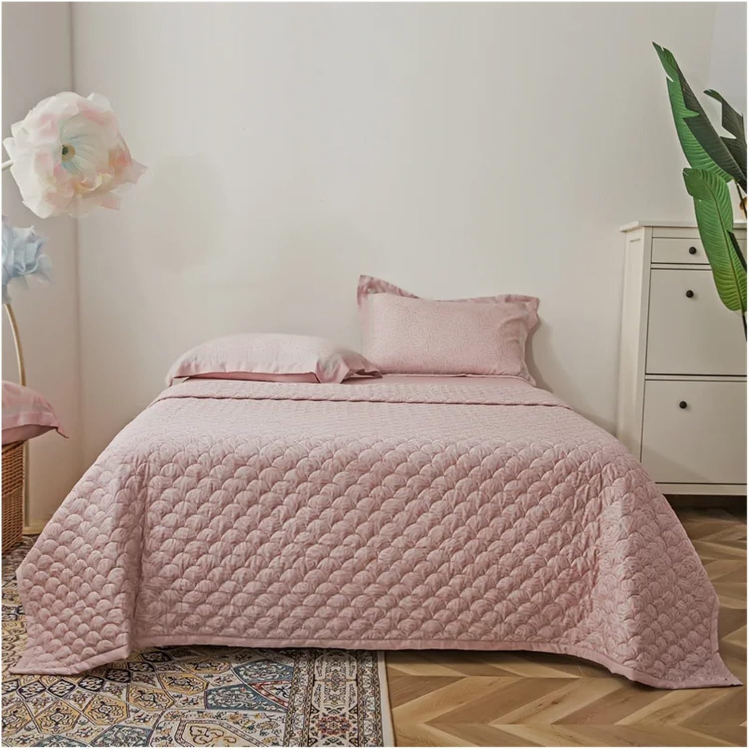 Thick Bedspread Pillowcases Coverlet Quilted Bed Sheets Bed Four Pieces Set(D,200x230cm 3pcs Set)
