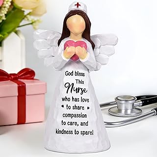 Nurse Gifts, Nurses Angel Figurine Gifts for Women, 6.3 Inch Gift for Nurse Week Practitioner RN Graduates Healthcare Workers, Hand-Painted Statue for Appreciation Decor Resin Doll