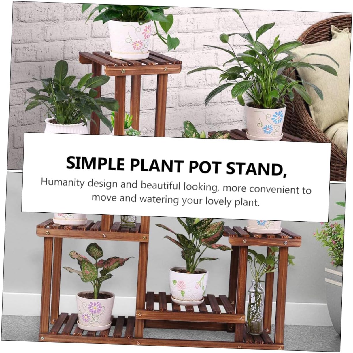 TOYANDONA Wood Flowerpot Rack Decorative Shelf, Multi Layer Plant Stand image 4