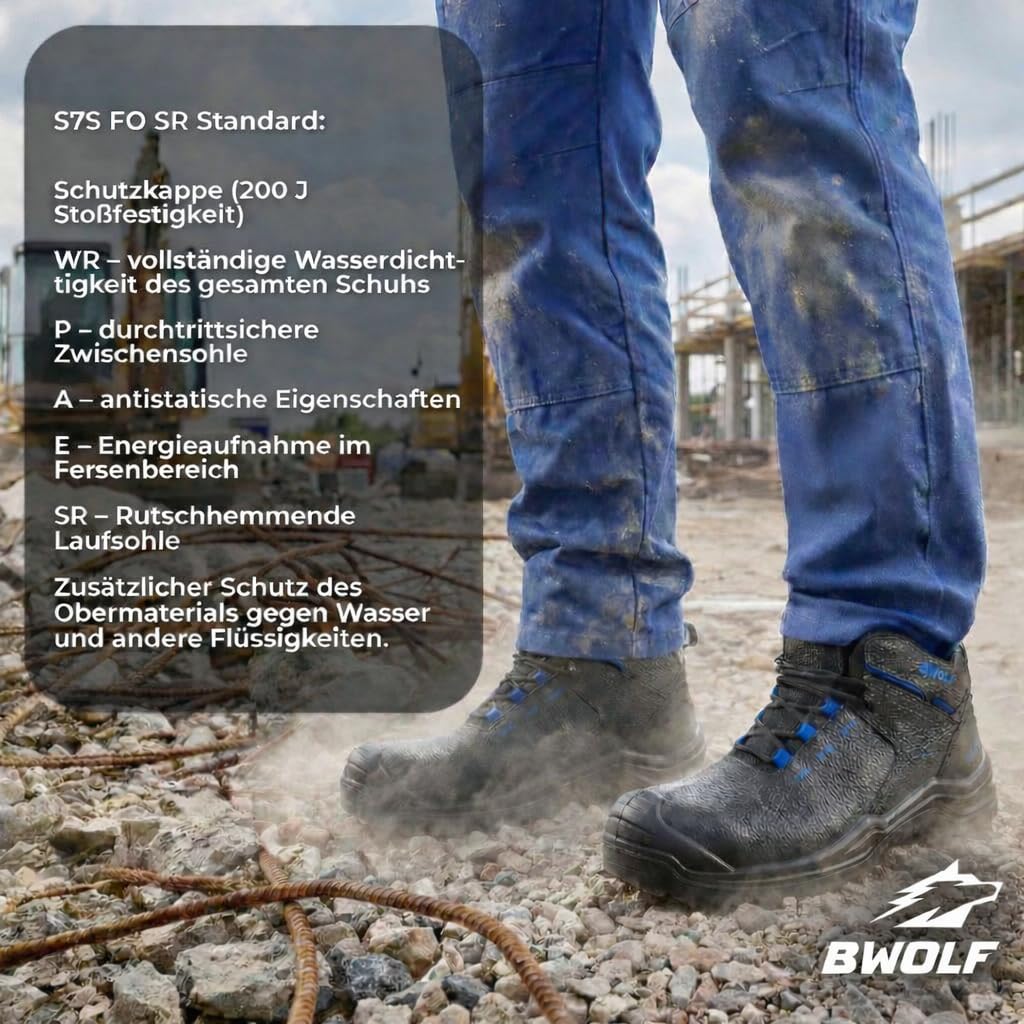 BWOLF PANZER HI S7S Wasserdichte Sicherheitsschuhe S7S | Komposit-Zehenkappe | Kevlar Durchtrittschutz | Rutschfeste PU-Sohle