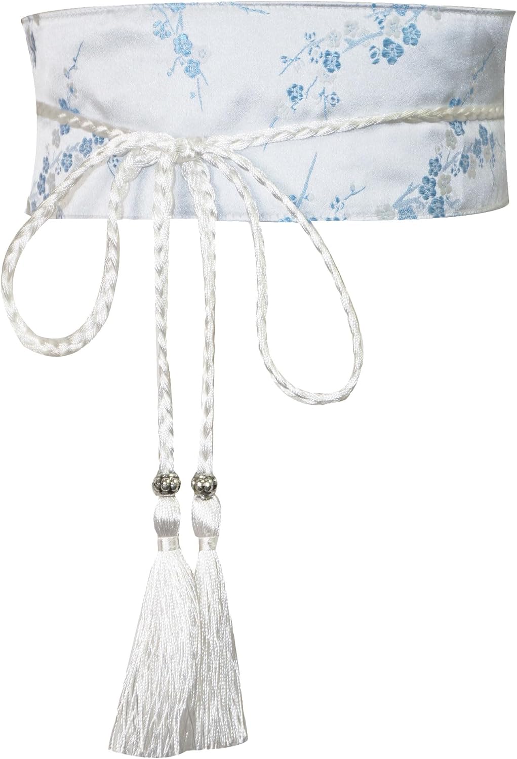 ZooBoo Satin Embroidered Hanfu Obi Sash Belt with Tassel