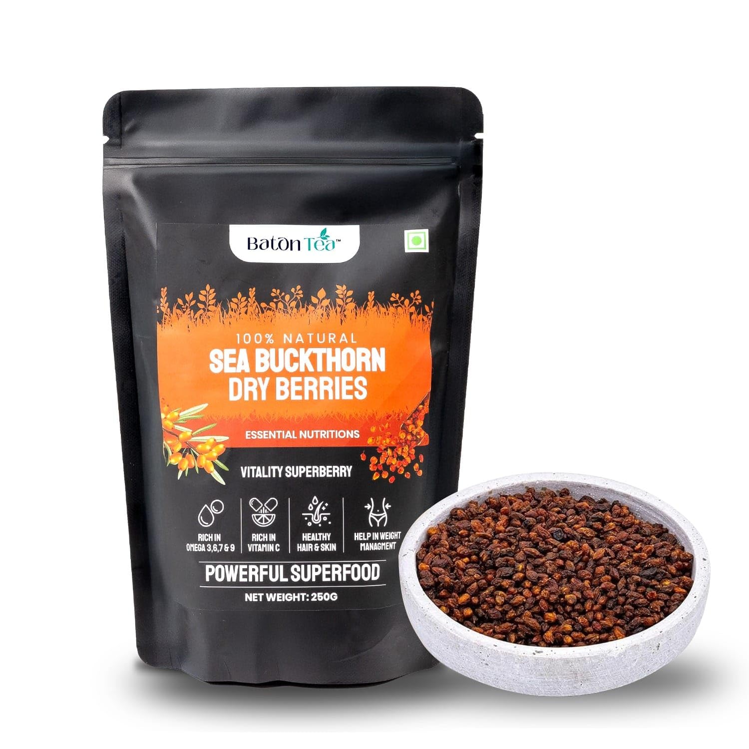 Baton Tea Seabuckthorn Dry Berry 100gm — Amazon image 10