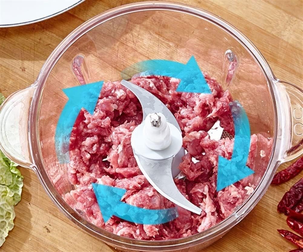 Electric Food Chopper, Food Processors, 2L Glass Bowl Meat Grinder Electric, 2 Speeds, Easy to Clean for Garlic, Meat, Vegetables, Fruits and Nuts