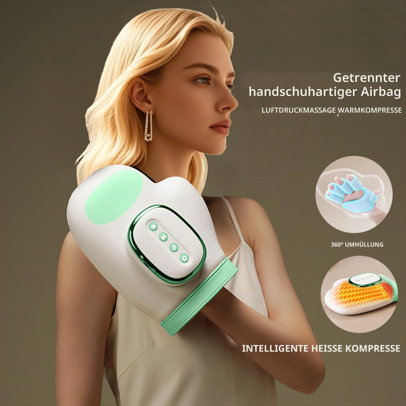 Handmassagegerät mit Wärmefunktion, Elektrische Handmassage, Massager Schmerzlinderung für Finger, Handmassagegerät zur Entspannung von Händen und Handgelenken, Geschenke für Damen Herren
