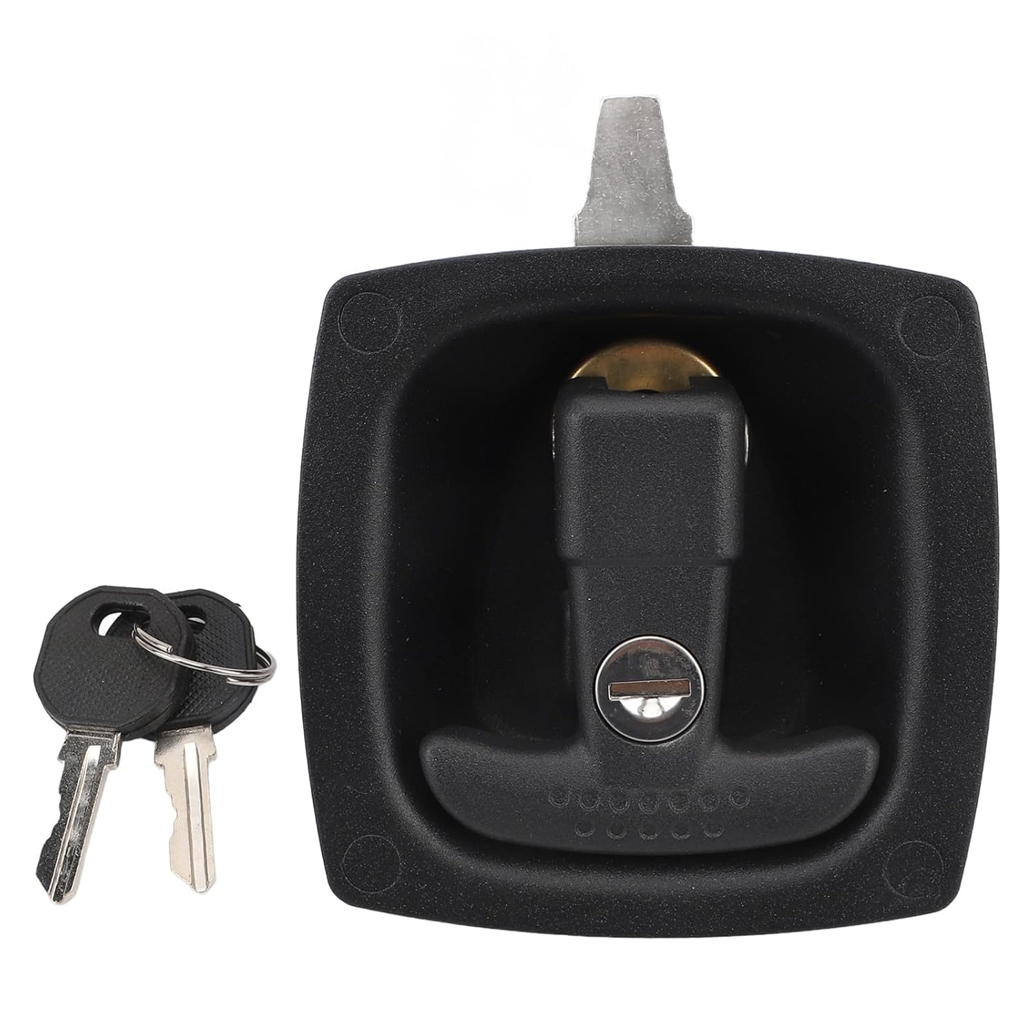 T Handle Latch Black Zinc Alloy T Type Toolbox Folding Handle Lock, IP65, Compression Lock Design with Two Keys for RV Trailer