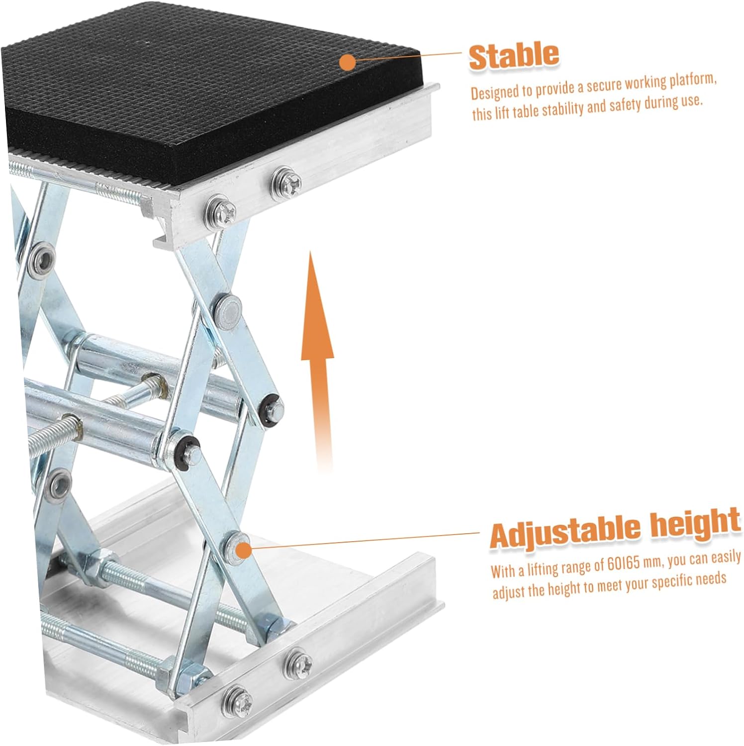 Alipis Ergonomic Lab Jack Stand 4''x4'' Stainless Steel Platform 5kg Load 60-155mm Height Adjustment