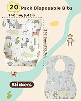 Vista 6 de Lictin Disposable Baby Bibs, Individually Packaged, Hygienic and Convenient for Toddler, Baby Travel Essentials, 20/50pcs