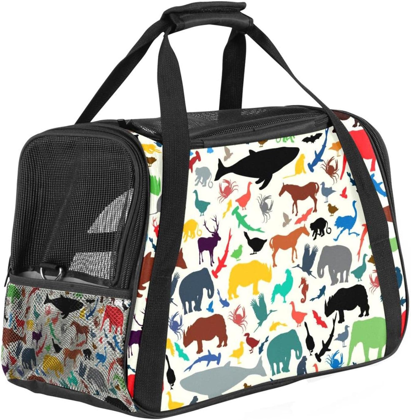 ペットキャリーバッグ ペットバッグ 小型犬 猫 手提げ キャリーバッグ お出かけ お散歩 避難グッズ,動物 シルエット カラフル