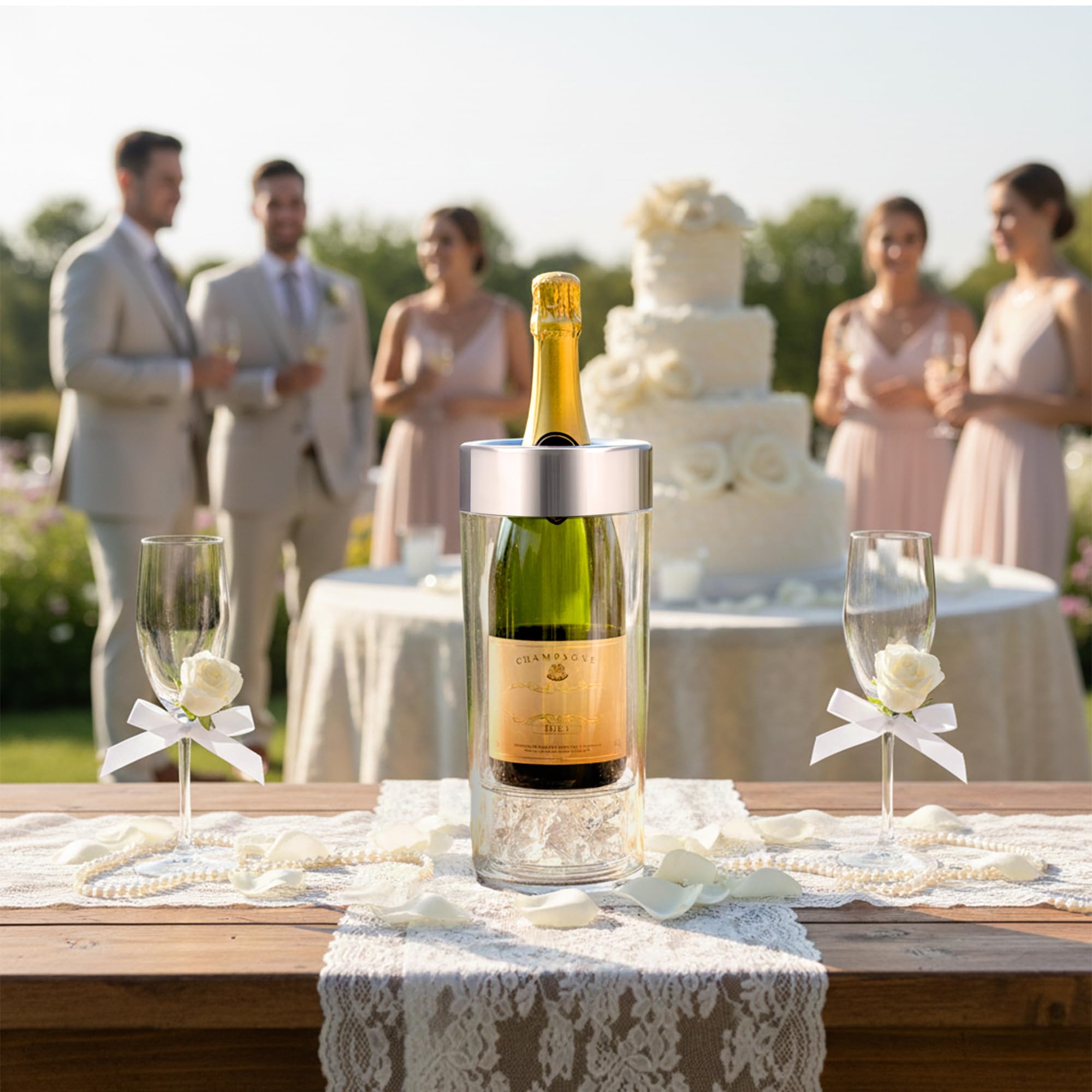 Amazing Abby - VinoChill - Acrylic Double-Wall Wine Chiller with Ice Chamber, Clear Plastic Insulated Champagne Bucket with Enhanced Cooling Bottom, Great for Party, Dinner, and Outdoor Entertaining — Amazon image 5