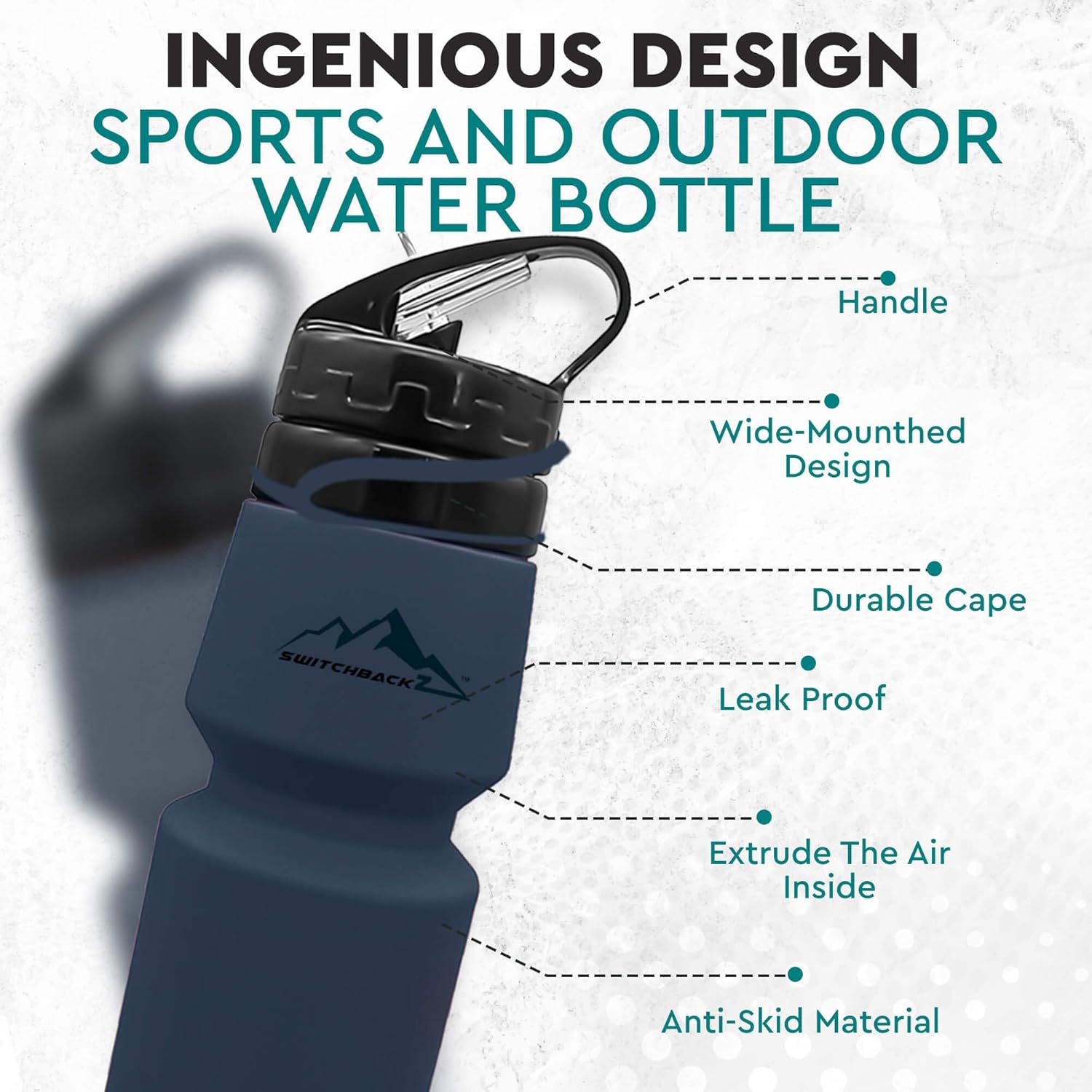 Botella De Agua Plegable De 20 Onzas, Botella De Agua De Viaje, Botella