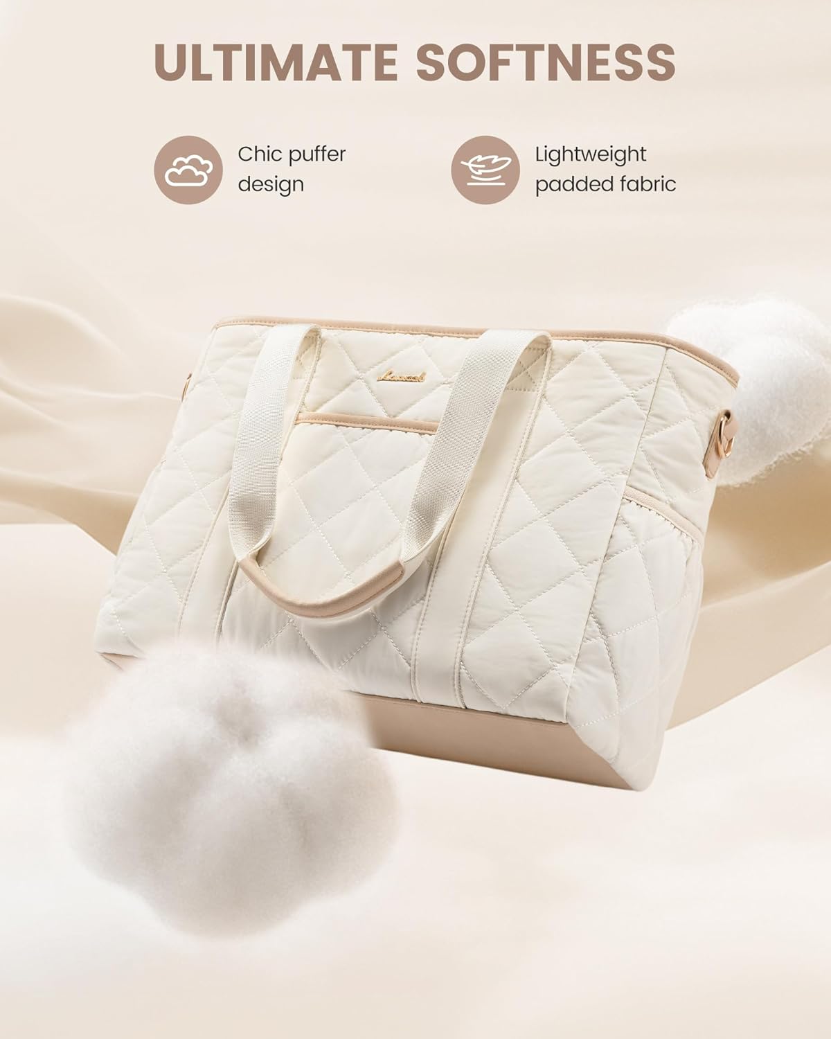 LOVEVOOK Tote Bag for Women, Puffer Work Tote Bag with Zipper, Quilted Nurse Teacher Shoulder for Daily,Travel,Gifts for Her - Image 4