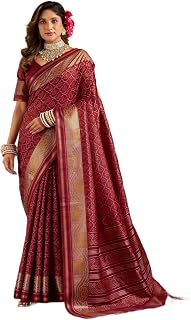 SWORNOF Women's Kanjivaram Soft Silk Banarasi Sarees With Unstiched Blouse Piece Price In India