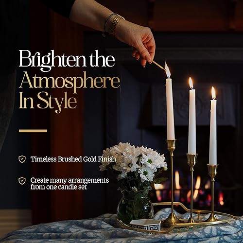 Miniatura 7 de Candelabros negros para candelabros cónicos más apagador de velas – Centro de mesa para decoración de comedor – Candelabro de metal para velas –