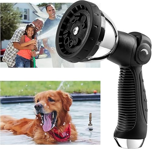 Miniatura 5 de Boquilla de manguera de jardín, boquilla pulverizadora, 10 patrones de riego de mano de metal resistente, válvula de control de pulgar