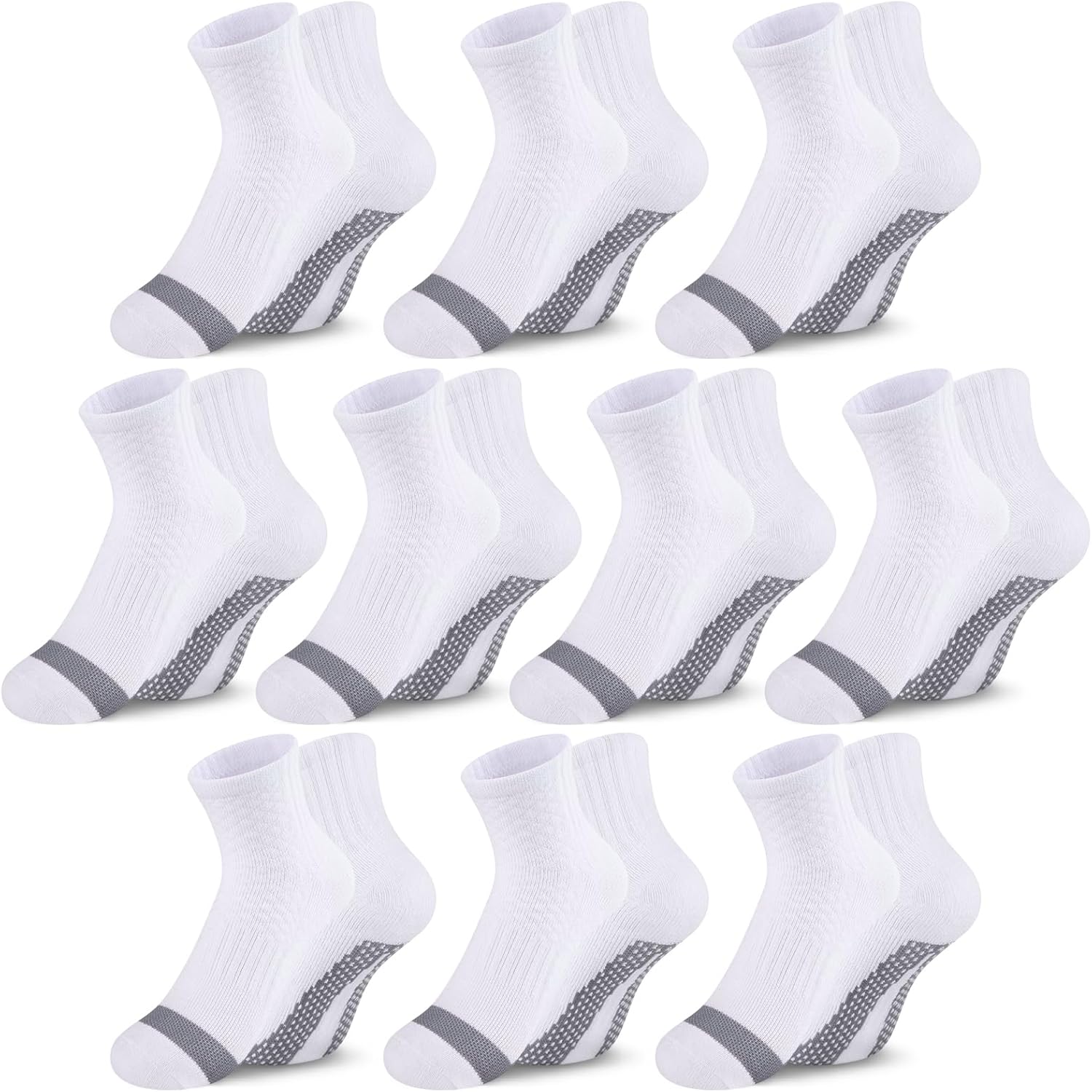 Comfoex 10 Pairs Boys Socks Half Cushion Cotton Quarter Running Socks Ankle Sock for Little Big Kids 6-8 8-10 Years Olds