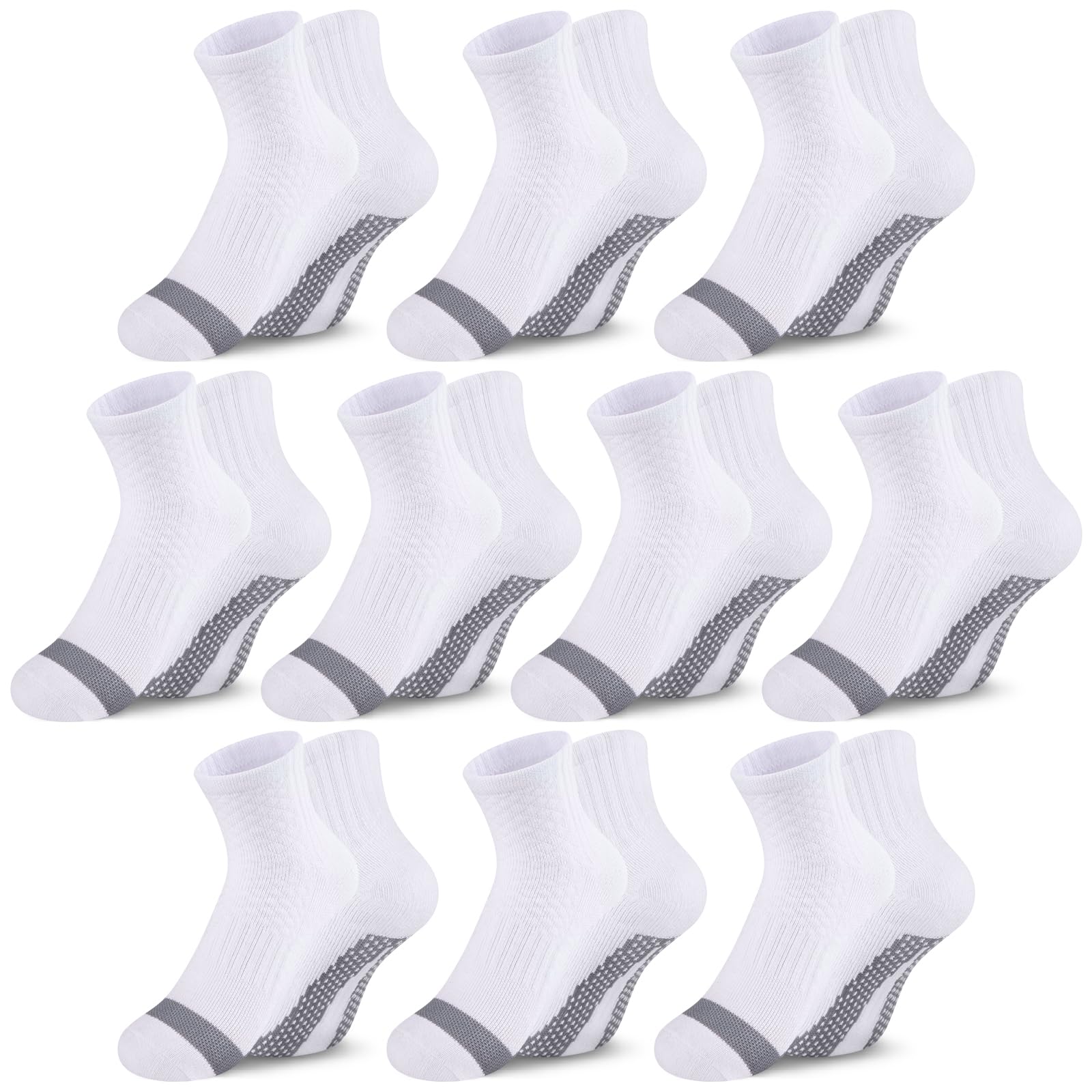 Comfoex 10 Pairs Boys Socks Half Cushion Cotton Quarter Running Socks Ankle Sock for Little Big Kids 6-8 8-10 Years Olds