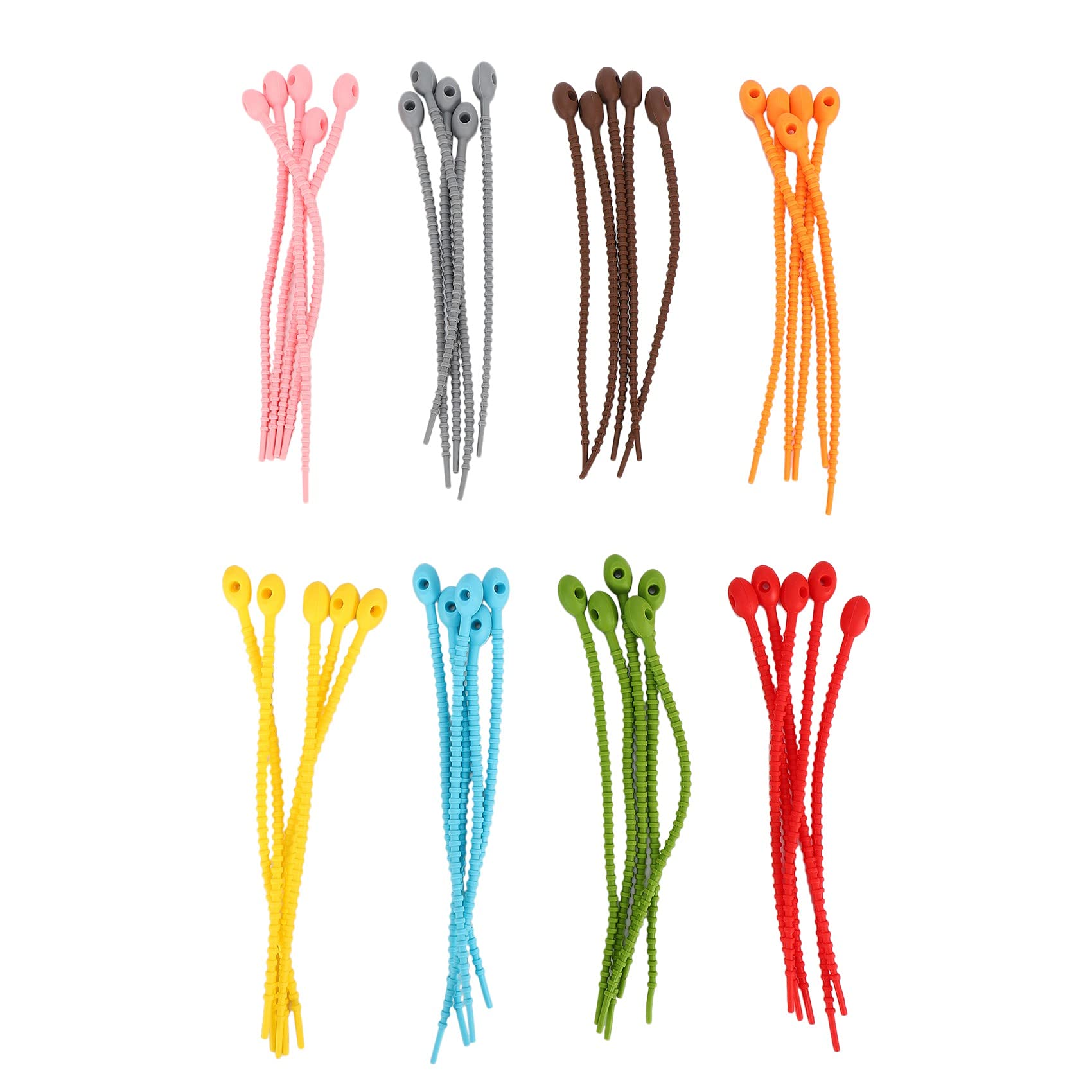 Lklncxc One Color Cable Ties 40Pcs Colorful Silicone Ties Bag Clip, Bread Tie, Reusable Rubber Twist, All
