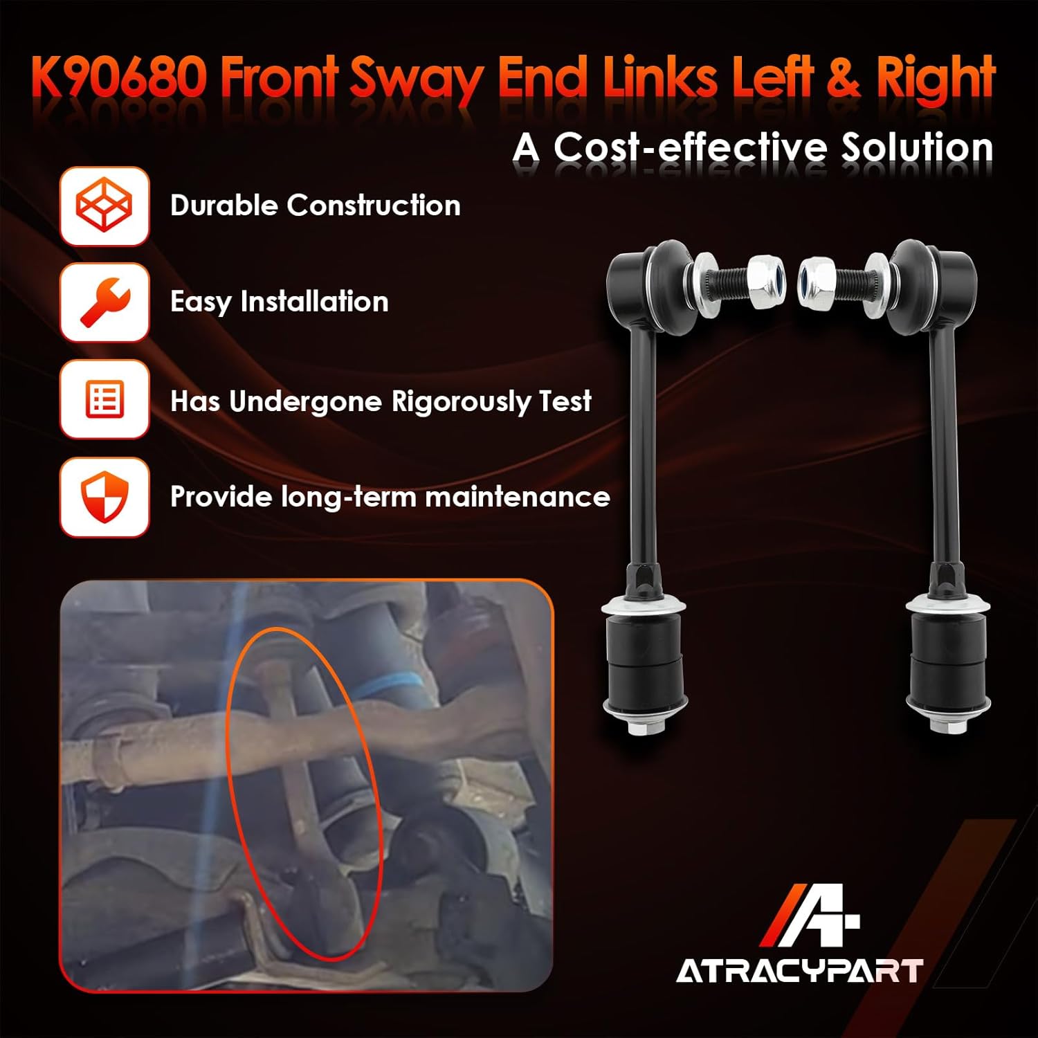 Front Sway Bar Stabilizer Links 2 Pcs Left & Right, Compatible With 2000-2006 Toyota Tundra, 2001-2007 Toyota Sequoia, Replaces#: K90680, 4882034010. Reduce The Noise