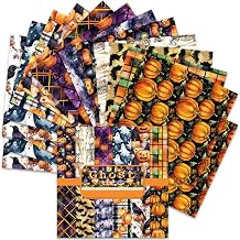 Scrapbook Paper 6x6inch, 24 Sheets Acid-Free Vintage Halloween Scrapbooking Paper 160gsm With 12 Different Designs Single-Side for Cardmaking Junk Journal Decorative Background