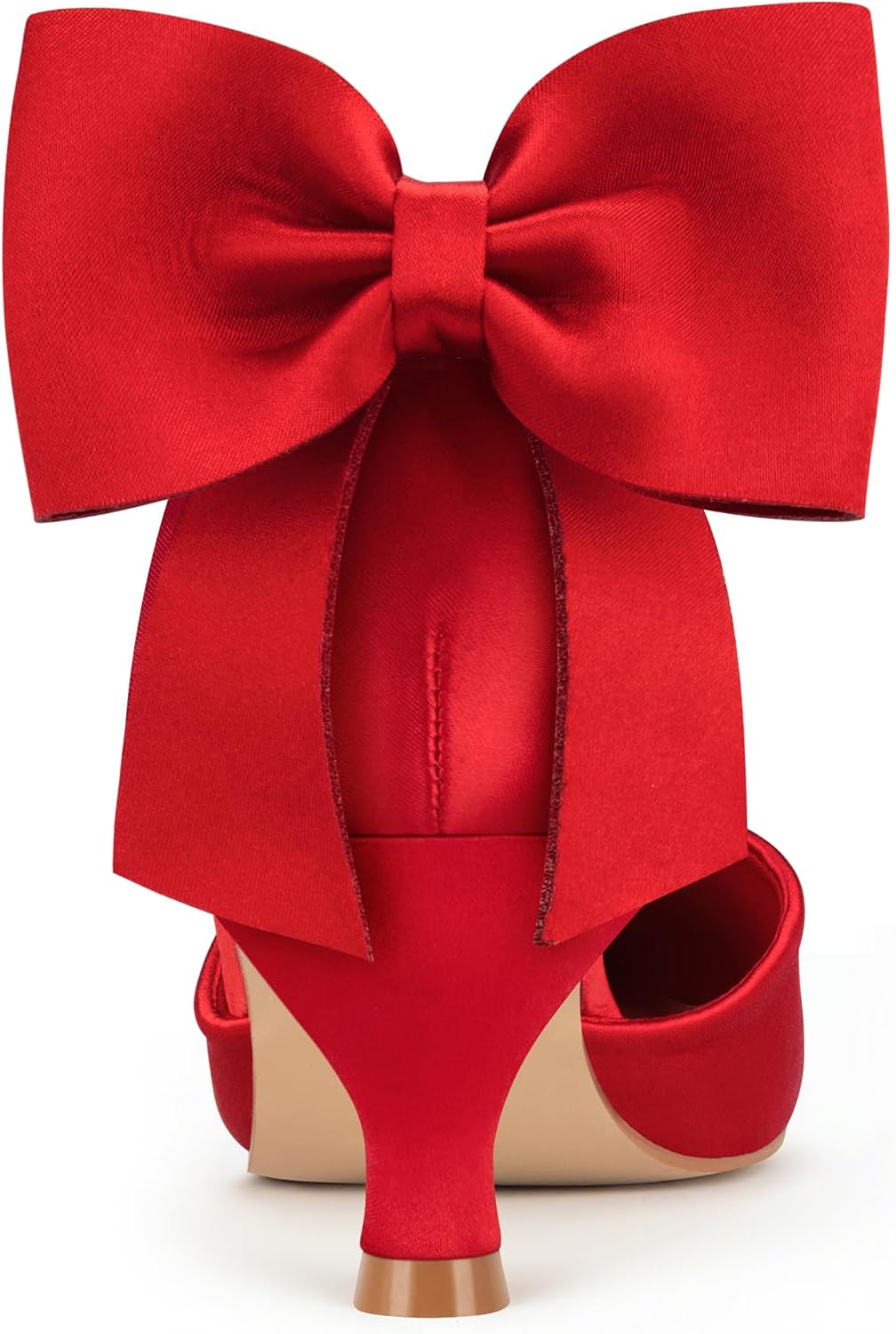 Carcuume Women's Kitten Heels with Bow Closed Toe Sandals Ankle Strap Wedding Pump Shoes - Image 4