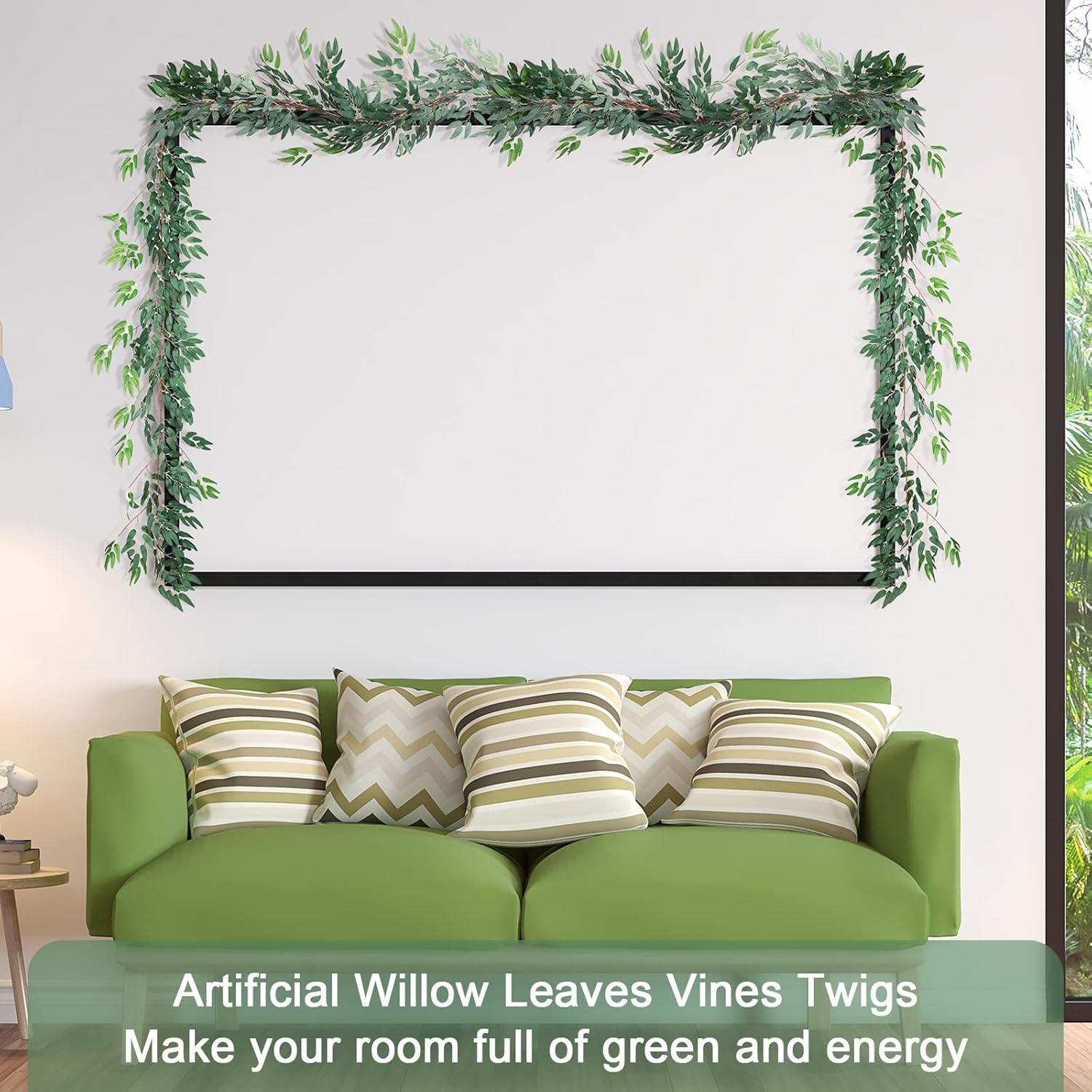 5 Pack 6 ft Artificial Willow Leaves Vine Garland Hanging Greenery Fake Silk Rattan Wicker Twig Italian Ruscus Plant Faux Ivy Wedding Garland for Home Outdoor Table Centerpiece Wreath Arch Decor