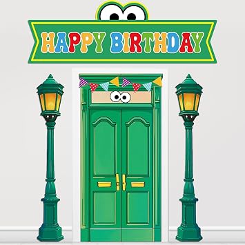 4PCS Cartoon Street Birthday Porch Sign Banners Street House Theme Brick Wall Banner Background Decorations for Boys Girls Birthday Party Baby Shower Photography Studio Props Supplies