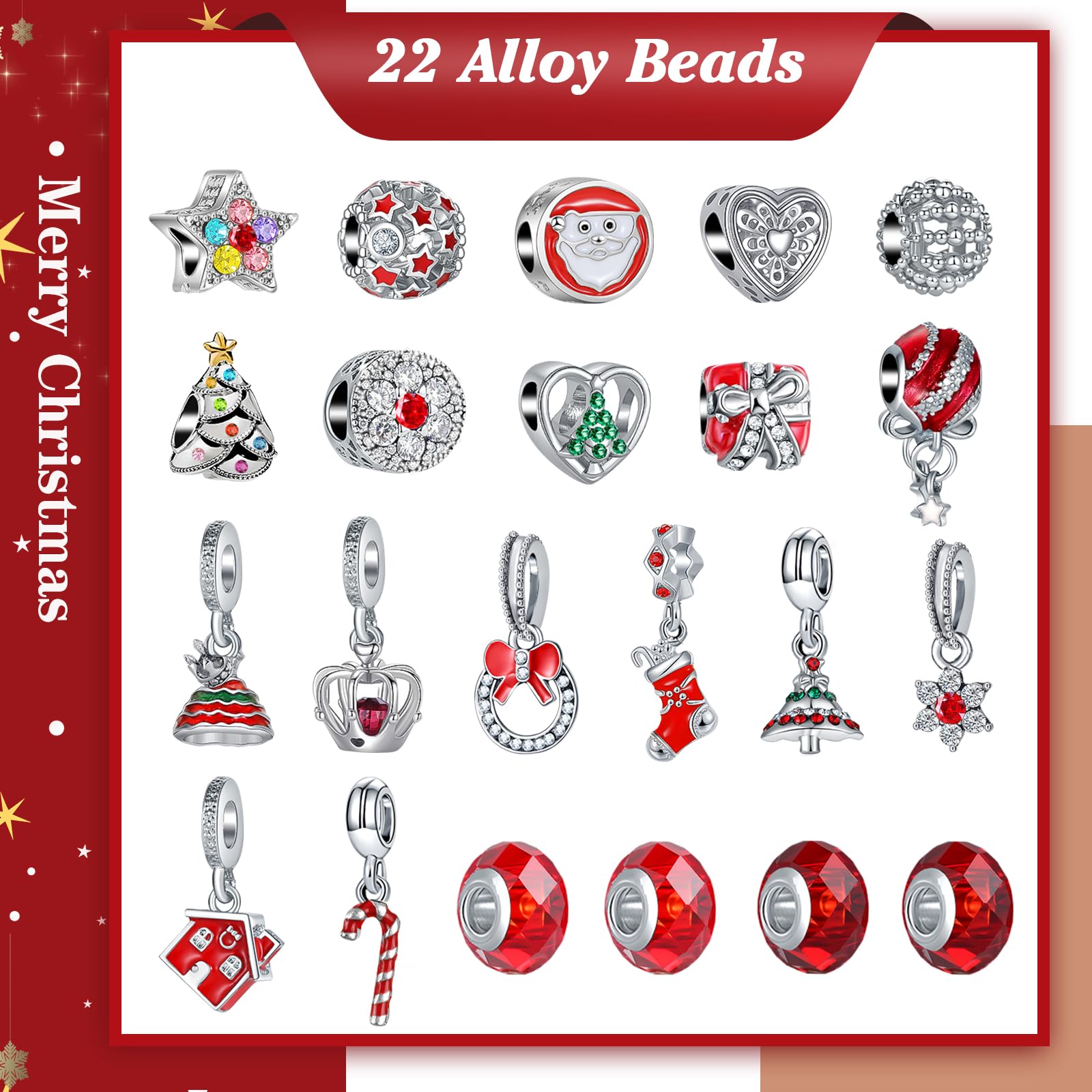 WEVOL Calendario Avvento 2025 Gioielli Bambina Donna, Calendario Avvento Bracciale Bambini Kinder Fai da Te, Braccialetti Regalini Sorprese Regalo di Natale per Ragazza Donna