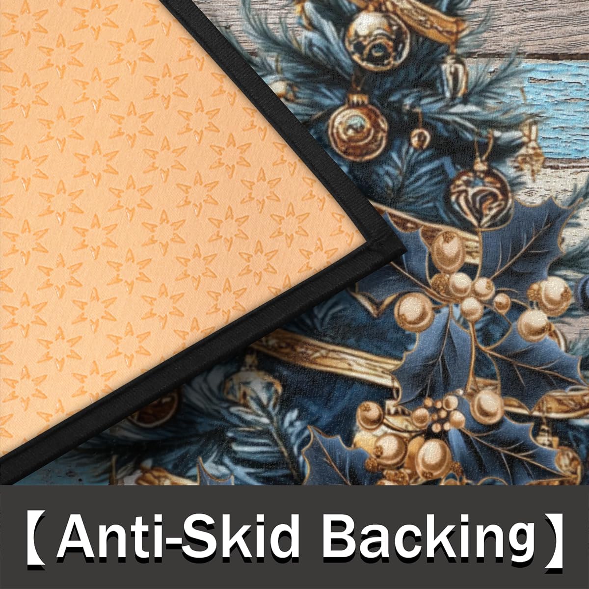 Beach Wood Art Half Round Door Mat Non Slip Washable Semi Circle Area Rug Absorbent Soft Half Moon Rug Floor Mat for Indoor Outdoor Kitchen Bathroom Patio Front Door Mat Decor