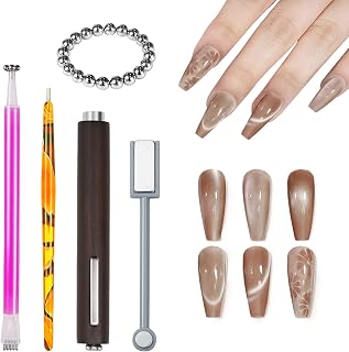 24 Pcs Cat Eye Nail Magnets For Nail Art Cat Eye Designs, 5 Style Magnets For Nails 3 in 1 Brown Cat Eye Magnets Pen Sticks For Nails, Flower Heart Water Ripple Cat Eye Designs Nail Tools