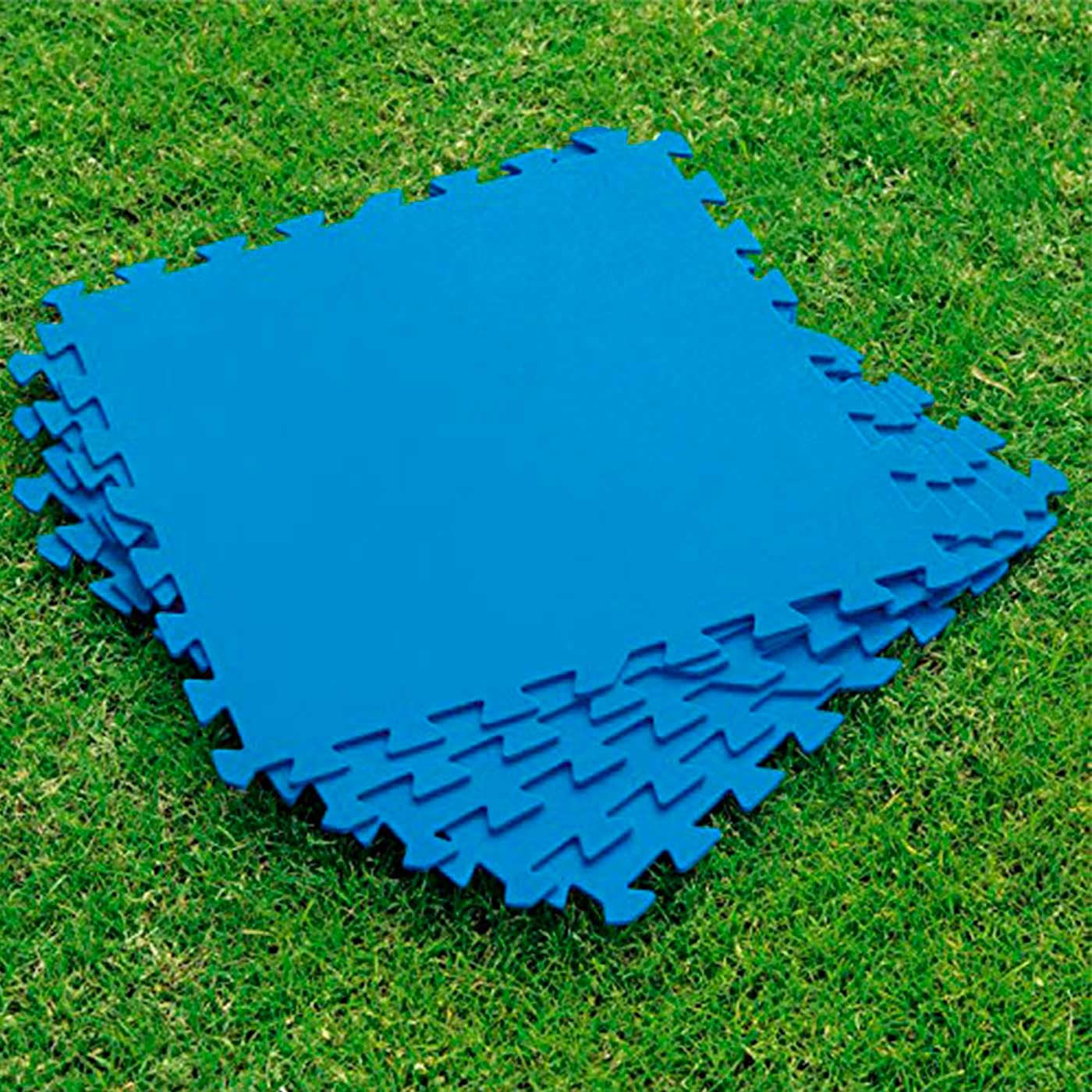 Acan Tradineur - Protector de Suelo para Piscina, Set de 9 Piezas de 50 x 50 cm, Color Azul, 4 mm de Grosor. Tapete, Alfombra Puzzle Protectora