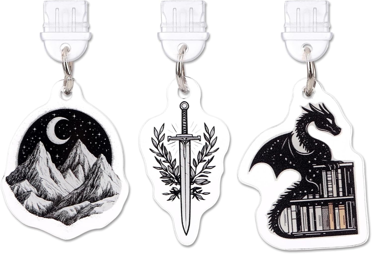 Dust Plug Charms for Kindle - 3 Pack Fantasy Gothic Aesthetics Charging Port Cover for E-Readers Book Lovers