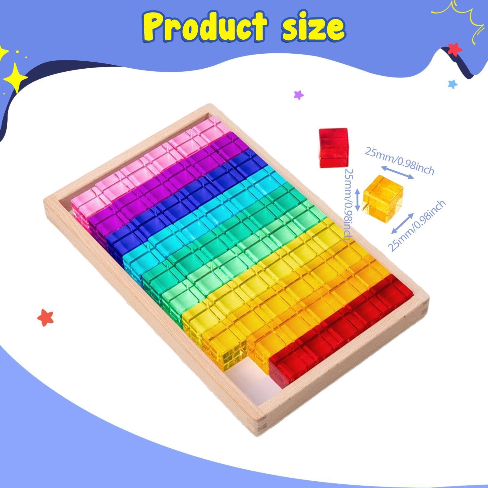 Bloques de Construcción Sensoriales, 60 Cubos Acrílicos 2.5cm, Juguetes Educativos para Apilar y Clasificar, Aprendizaje de Colores