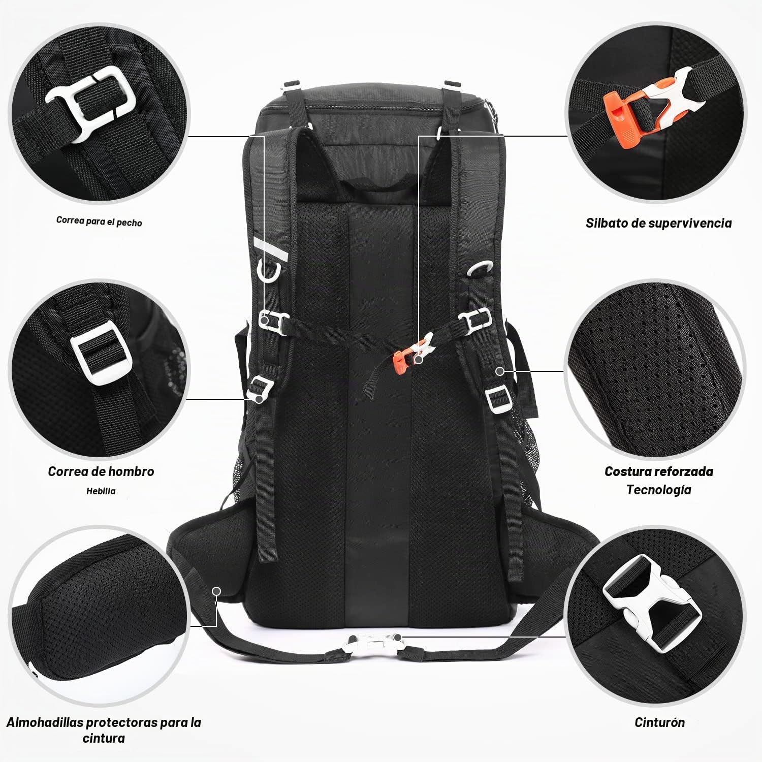 HOMIEE Mochila de Senderismo 50-60L Impermeable con Cubierta de Lluvia para Trekking Viaje