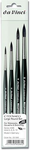 da Vinci Brushes 5598 Casaneo - Juego de pinceles redondos (tamaño 5, 6, 8, 10), color negro, 4