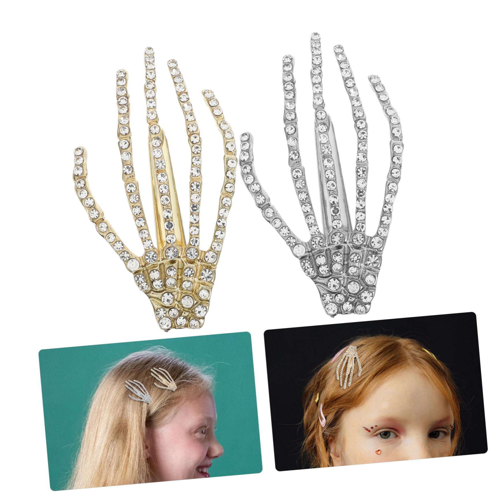 FRCOLOR 10 Sets Elegante Gothic Hand Haarspange Strass Jungen Und Mädchen Haarschmuck Für Halloween Und Dekorationen 4 Stück * 10