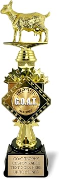 13 Large Goat Trophy Customizable Award with Engraving on Personalized Plate, Funny Goat Office Awards, Greatest of All Time for Champion, Mom, Dad, Co-Worker, Boss, Fantasy Football Winner Gift