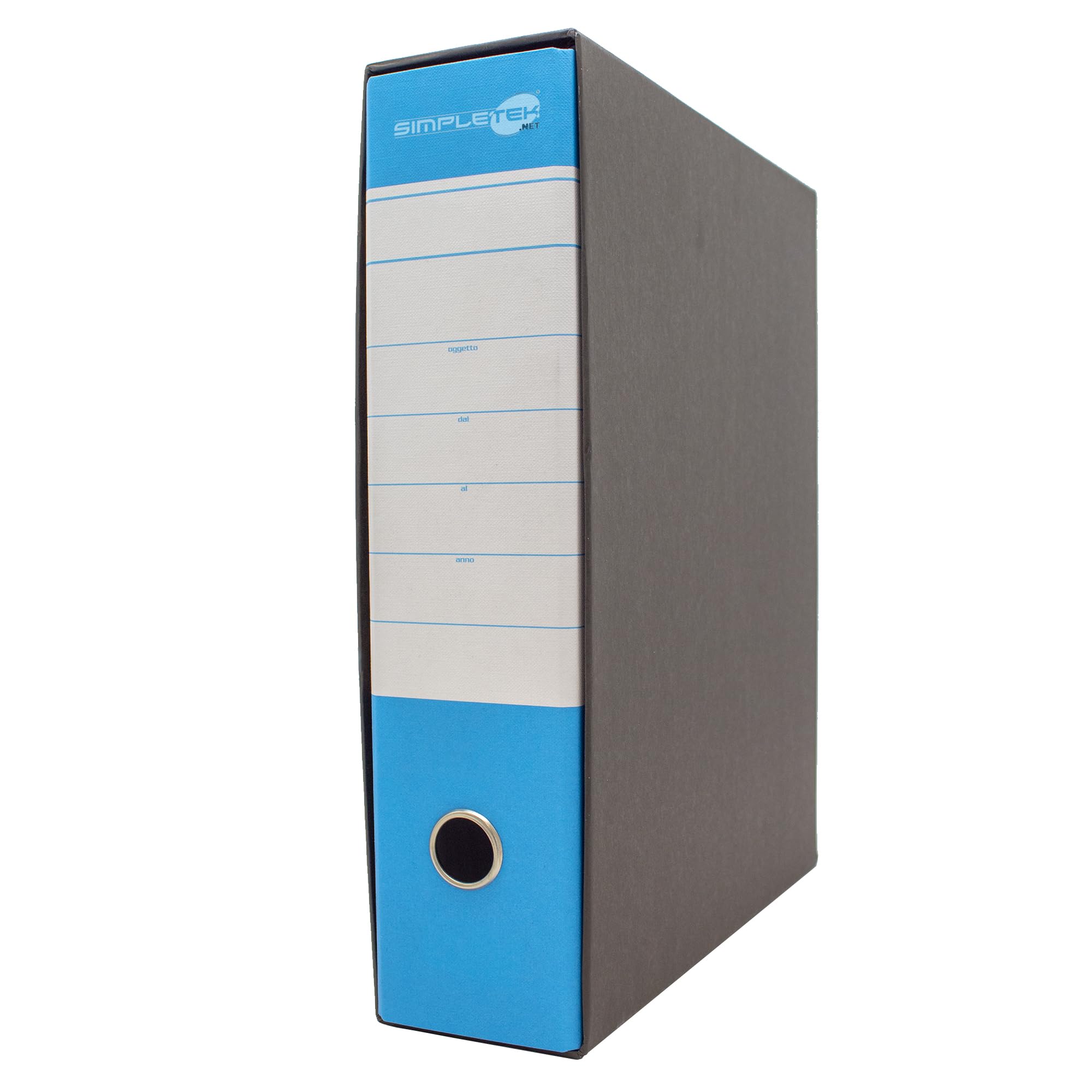 SIMPLETEK - 12x Raccoglitore ad Anelli per Buste e Documenti Azzurro/Celeste Nero Registratore Protocollo 0201150 P.BL (12 pezzi)
