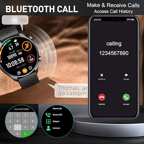 Miniatura 10 de Reloj inteligente para hombres y mujeres, 1.43 pulgadas AMOLED rastreador de fitness GPS, llamada Bluetooth, frecuencia cardíaca, oxígeno en sangre