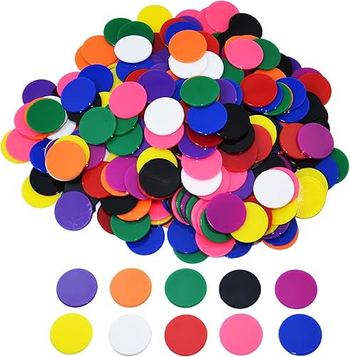 Miniatura 1 de Smartdealspro 300pcs 1 Inch 10 Colors Opaque Plastic Learning Counters Counting Mini Poker Chips Game Tokens