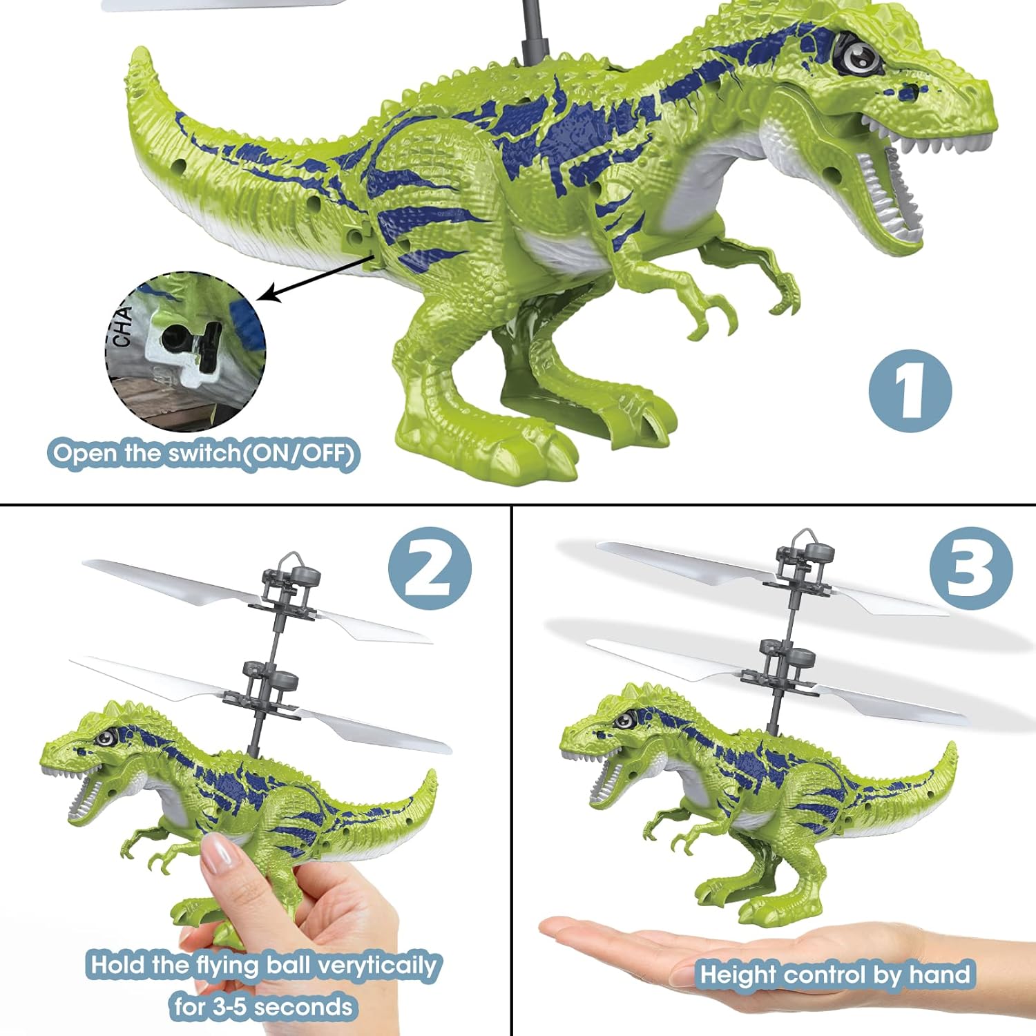 Dinosaur Toys Upgraded Flying Toy Ball Infrared Induction RC Flying Ball Toy for Kids Boys Girls Gifts LED Light Helicopter Flying Drone Indoor and Outdoor Games Toys for 2 3 4 5 6 7 8 9 10+ Year Old : Toys & Games