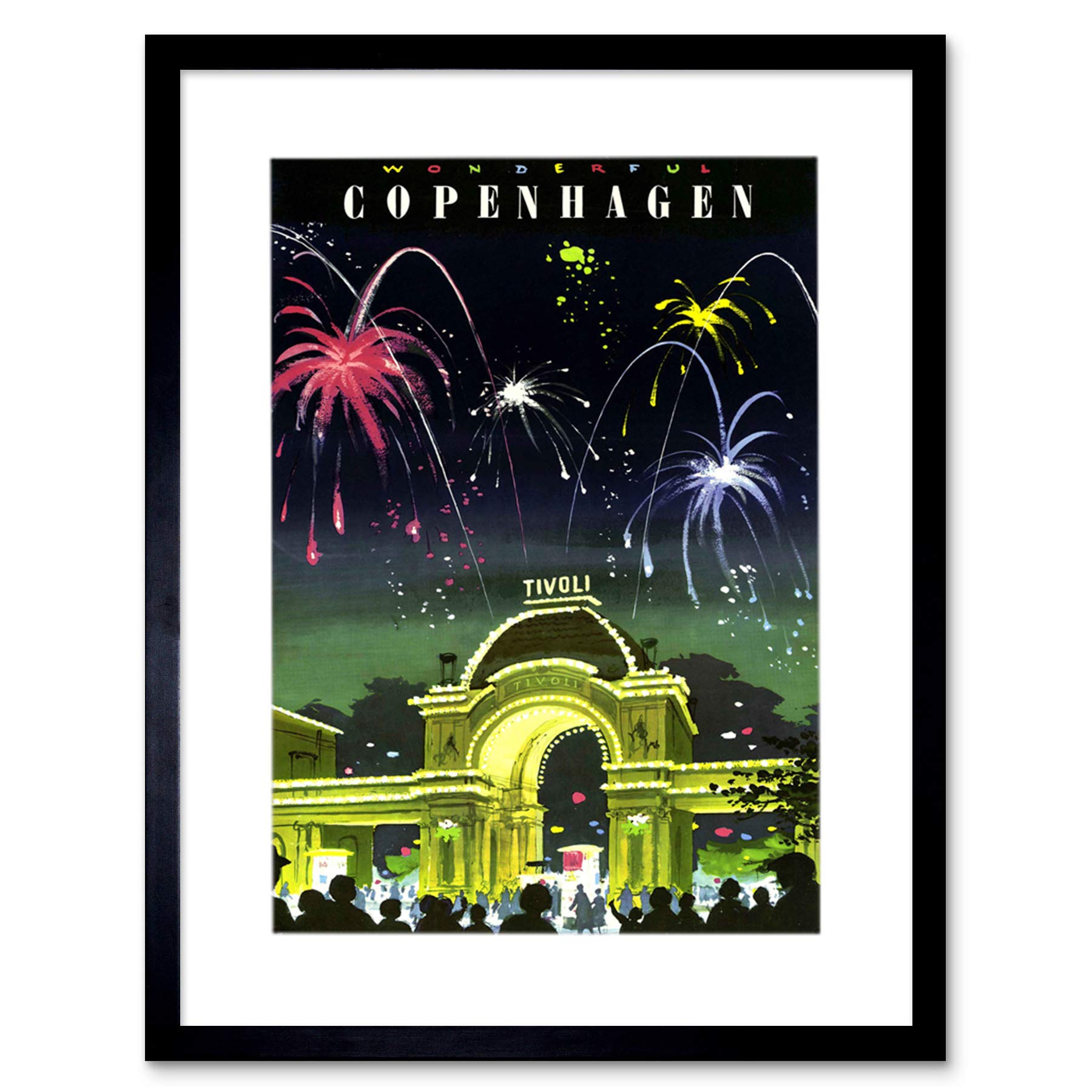 Wee Blue Coo Copenhagen Denmark Tivoli Gardens Fireworks Picture Framed Wall Art Print