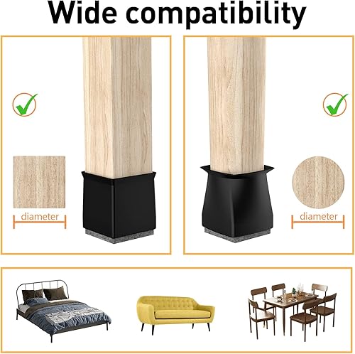Miniatura 105 de 24 protectores de patas de silla para suelos de madera dura, almohadillas de fieltro de silicona para muebles, fundas de patas de mesa de movimiento