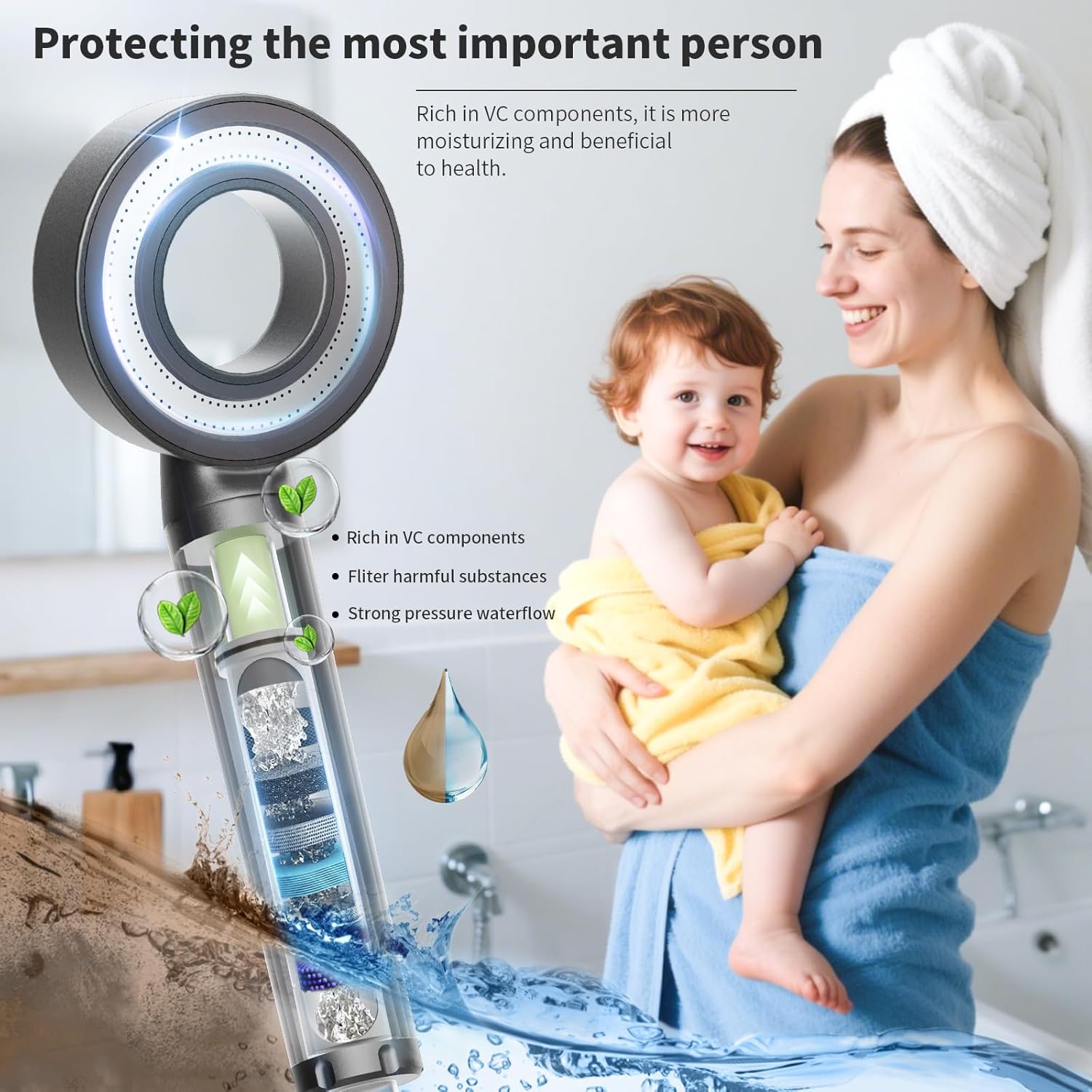 Handheld Shower Head with Filter - Lavender Scent Cartridge, High Pressure, Vitamin C & Chlorine Removal, Water Efficient, Anti-Rust ABS, CEC DOE Certified, Easy Install