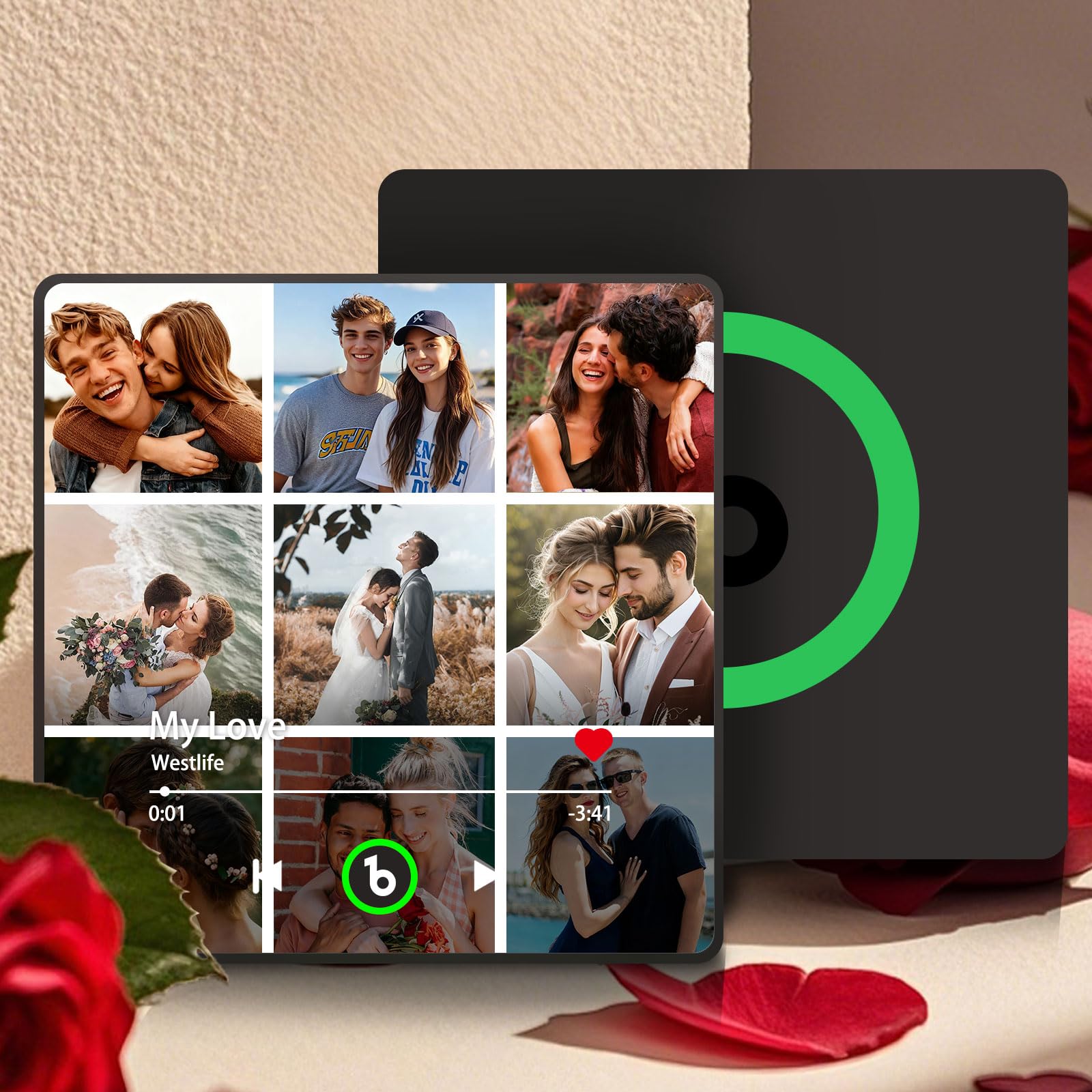 Auraweave Style 5 Custom Music Fridge Magnet, Personalised Spotify Plaque With Magnetic Photos, Personalised Gift For Valentine's Day, Christmas And Birthdays, Gift Idea For Couples And Friends (Style 5)