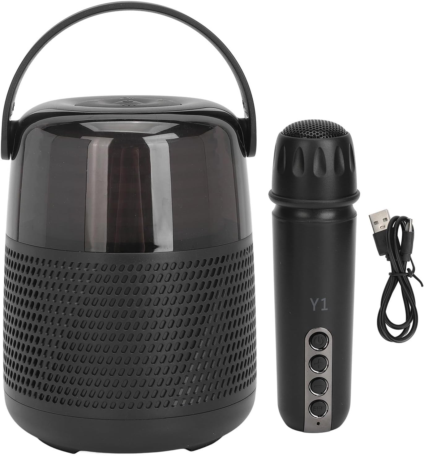 Home Karaoke Machine, Eliminate Original Voices LED Colorful Light Black Type C Home Karaoke Machine