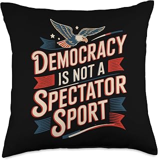 Vintage Retro Democracy is Not A Spectator Sport Throw Pillow