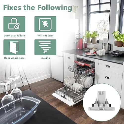 Miniatura 6 de Reemplazo negro de la manija del pestillo de la puerta del lavavajillas Whirlpool Maytag W10130695 Quiet Series 300 Manija WPW10275768 WPW10130695