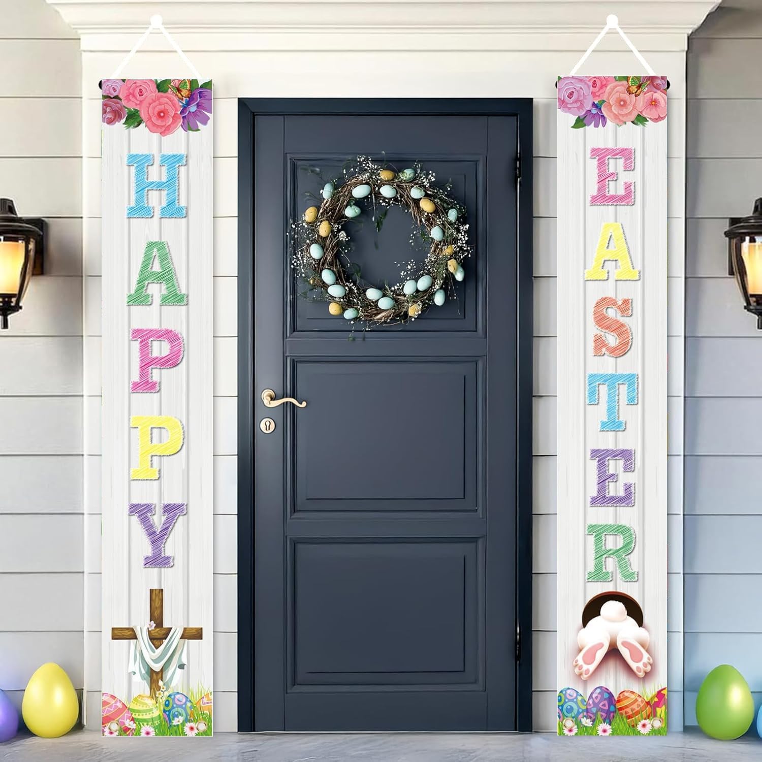 Amazon.com: Happy Easter Door Decorations Banner for Front Porch Door