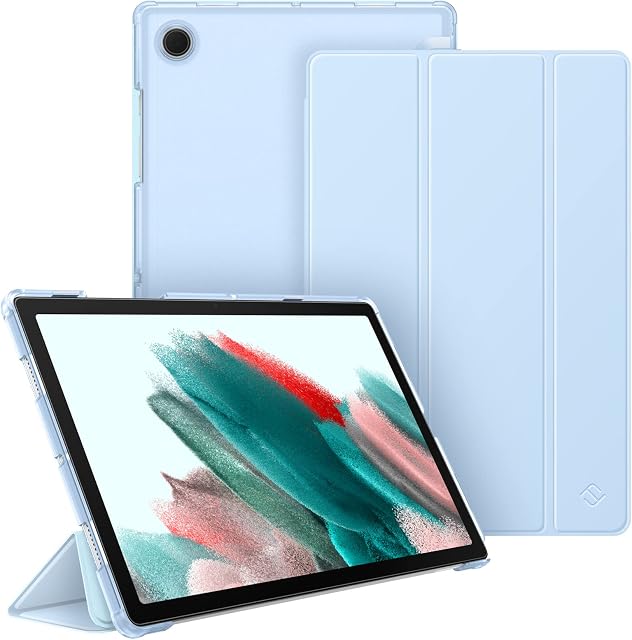 FINTIE SlimShell Case for Samsung Galaxy Tab A8 10.5 inch 2021 Model (SM-X200/X205/X207), Lightweight Stand Translucent Frosted Back Cover, Auto Wake/Sleep, Blue